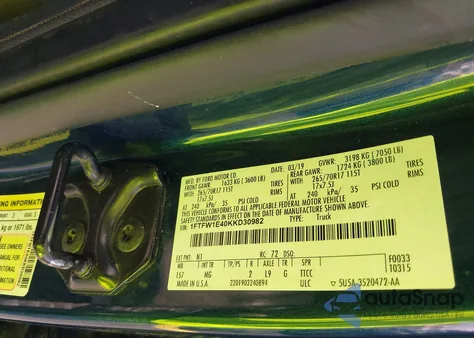 2019 Ford F-150 Xlt из США, поврежденный, VIN 1FTFW1E40KKD30982